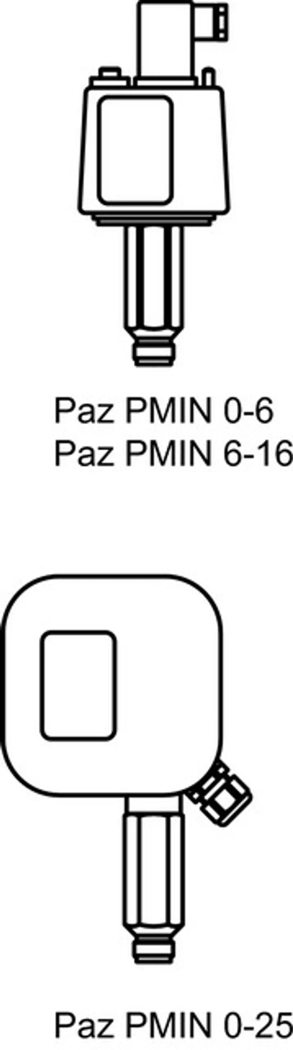 Zwei pneumatische Mindestdruckbegrenzer von IMI Hydronic Engineering: ein Modell mit dem Typ 0-6 und ein weiteres mit dem Typ 0-25, beide zur Druckregulierung in pneumatischen Systemen.
